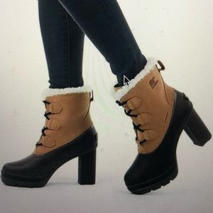 Sorel boots - high heel! Very cute for winter